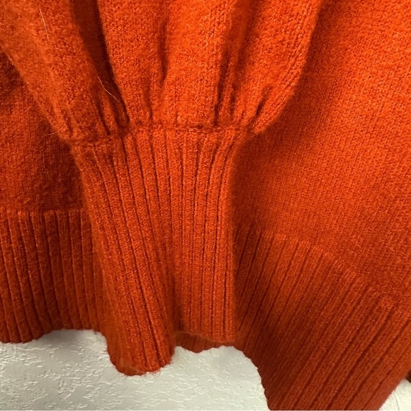 Anthropologie Textured Cowl Neck Orange Sweater Pullover - Picture 3 of 9
